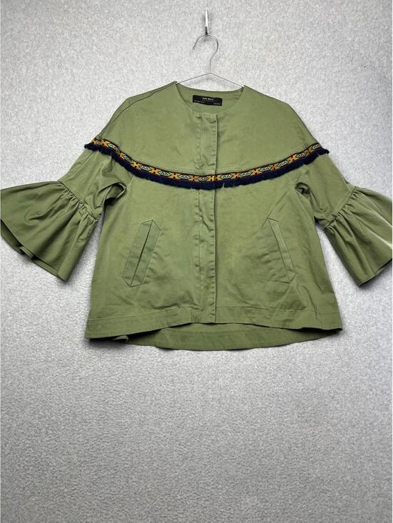 Zara Jackets & Blazers - Zara Aztec Embroidered Crop Bell Sleeve Jacket Womens M Boho Green Indie Hippie